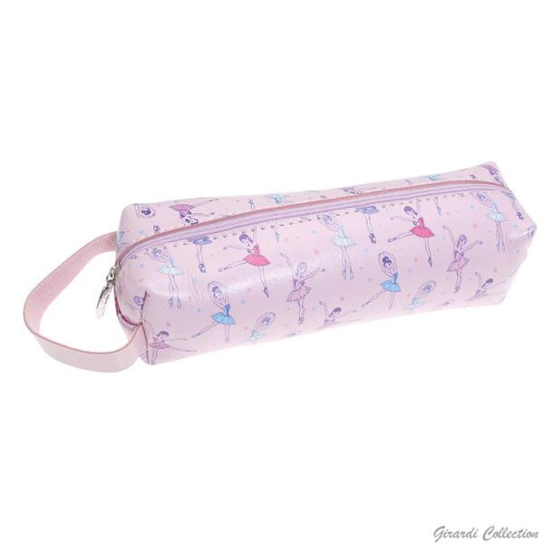 Ballerinas print faux leather pencil case