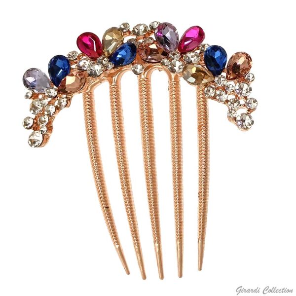 Rhinestone & crystal side hair comb - Coloured