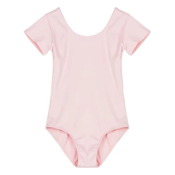 DayDance Ballet Girls Short Sleeve Round Neck Cotton Leotard